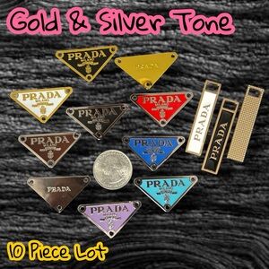 10 Piece Lot Gold/Silver Tone Triangular Zipper Pull Button Charm Pendants